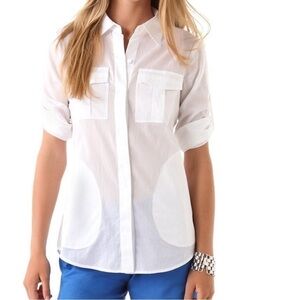 Theory S NWOT linen Button Down Blouse